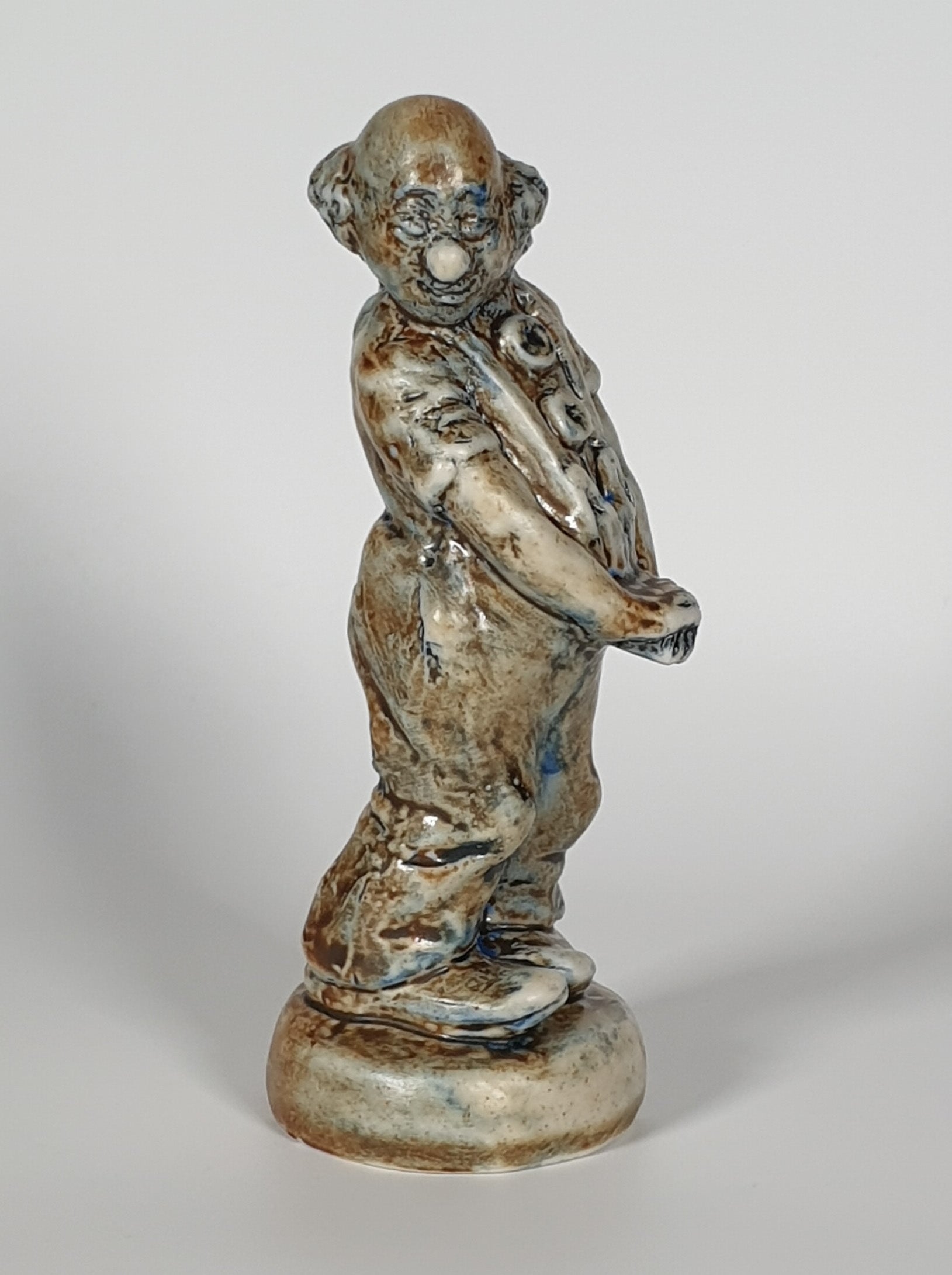 POUL HAUCH CARLSEN Brown Glazed Clown (Charlie Rivel) Stoneware Sculpture Mollaris.com 