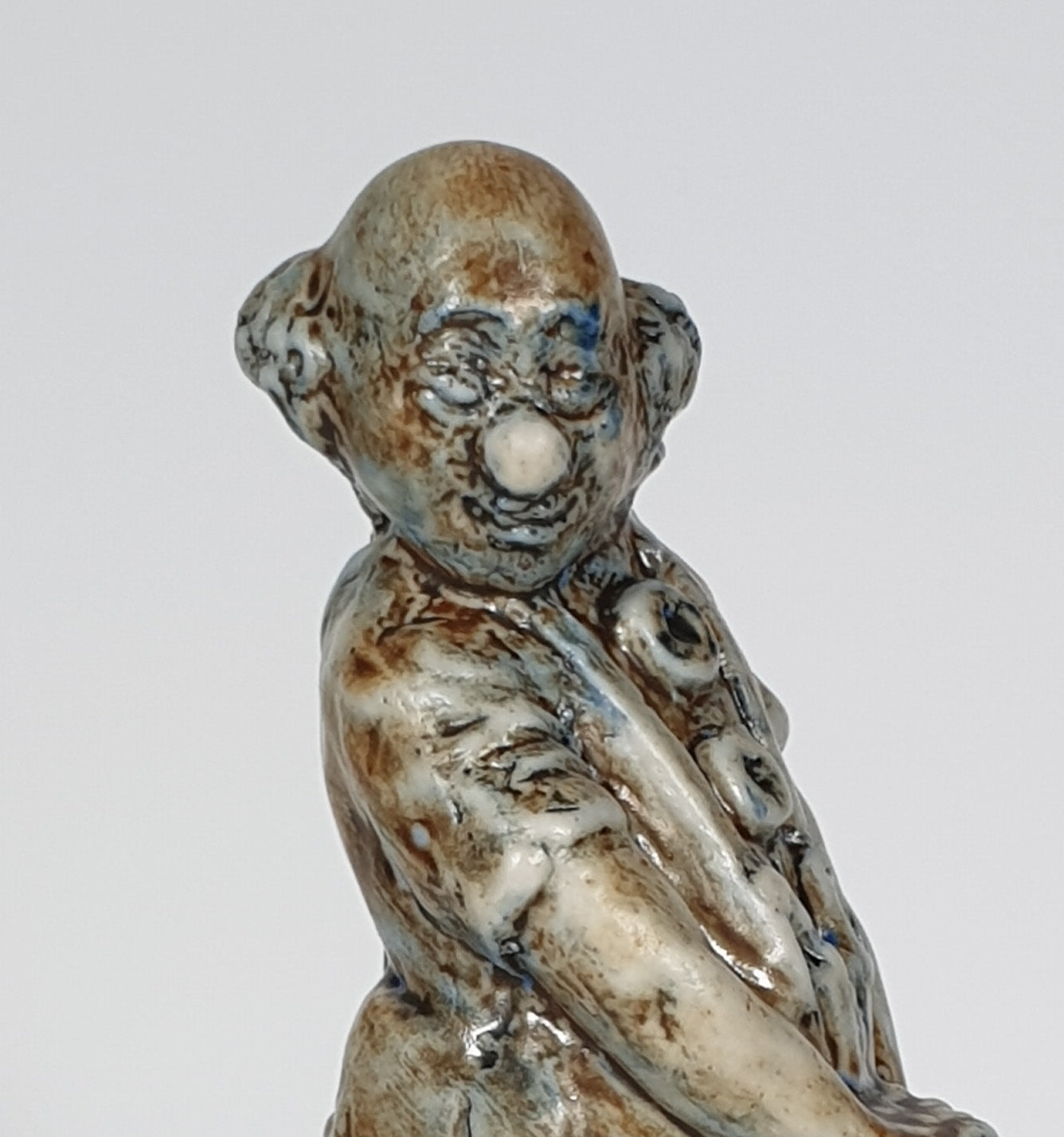 POUL HAUCH CARLSEN Brown Glazed Clown (Charlie Rivel) Stoneware Sculpture Mollaris.com 