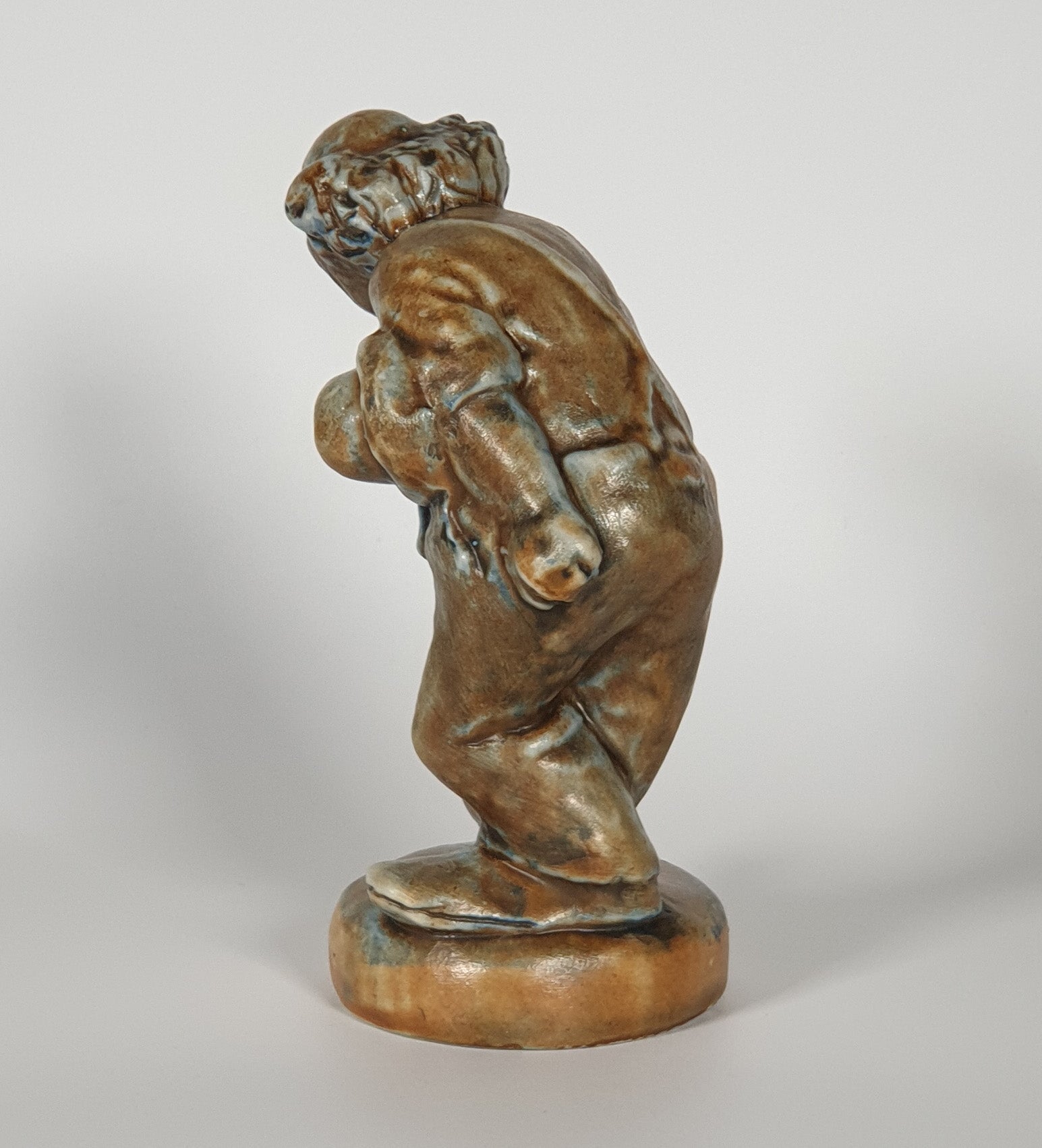 POUL HAUCH CARLSEN Brown Glazed Clown (Charlie Rivel) Stoneware Sculpture Mollaris.com 