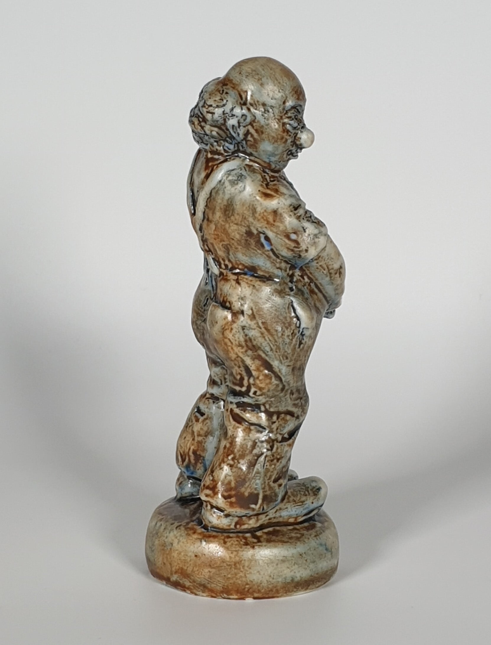 POUL HAUCH CARLSEN Brown Glazed Clown (Charlie Rivel) Stoneware Sculpture Mollaris.com 