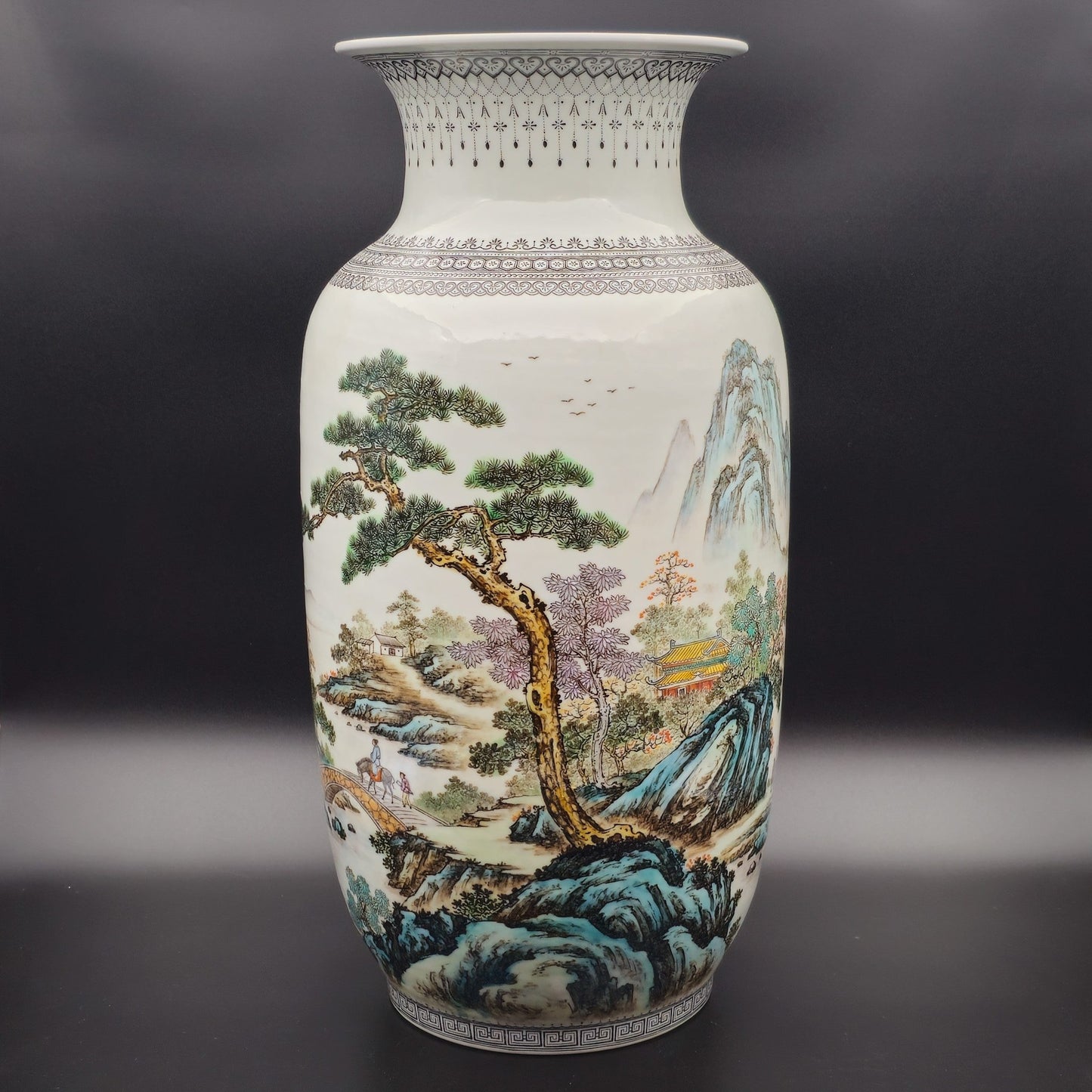 Chinese Famille Rose Large Landscape Vase, Early People's Republic of China Period