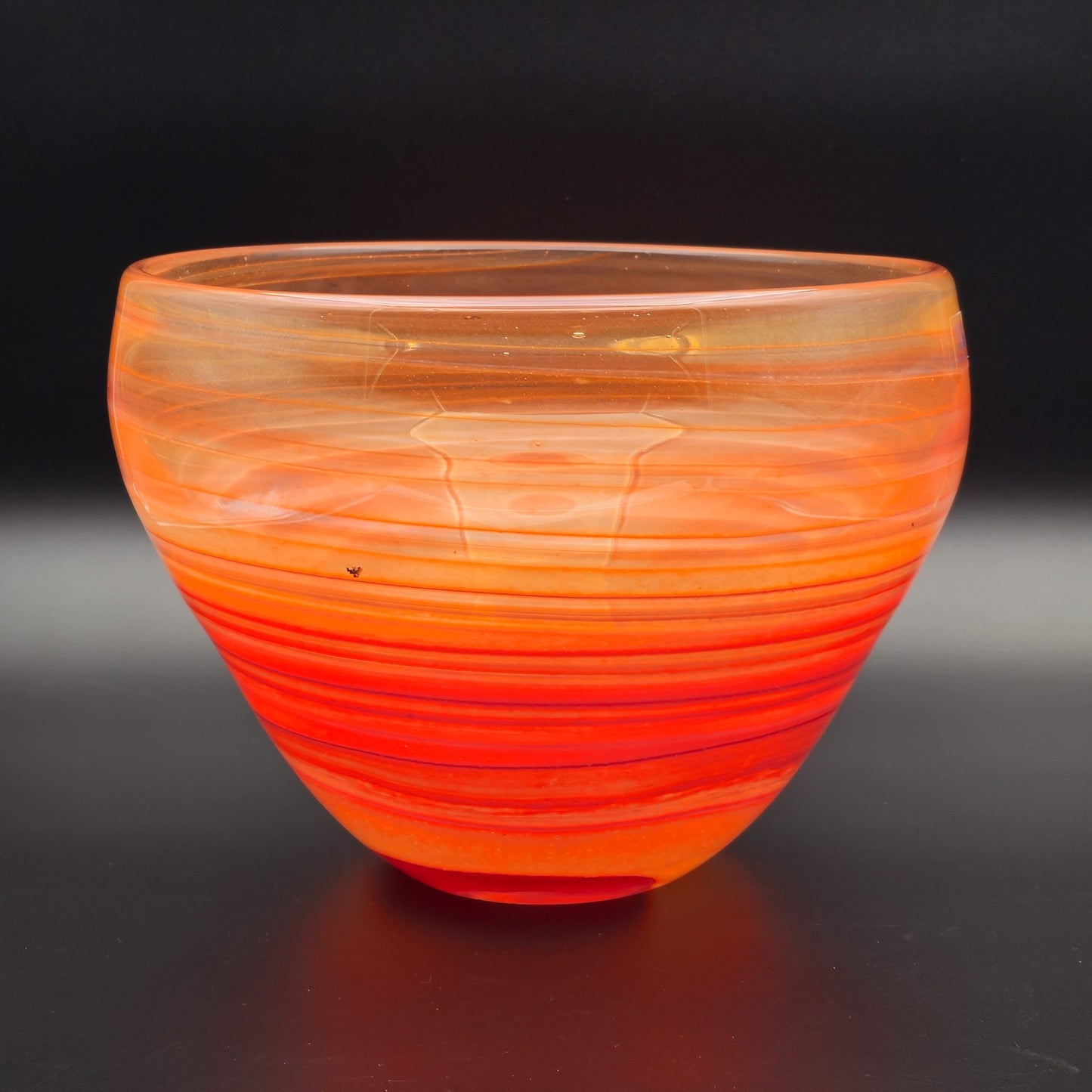 VILNIAUS STIKLO STUDIJA Contemporary Studio Art Red Orange Glass Bowl