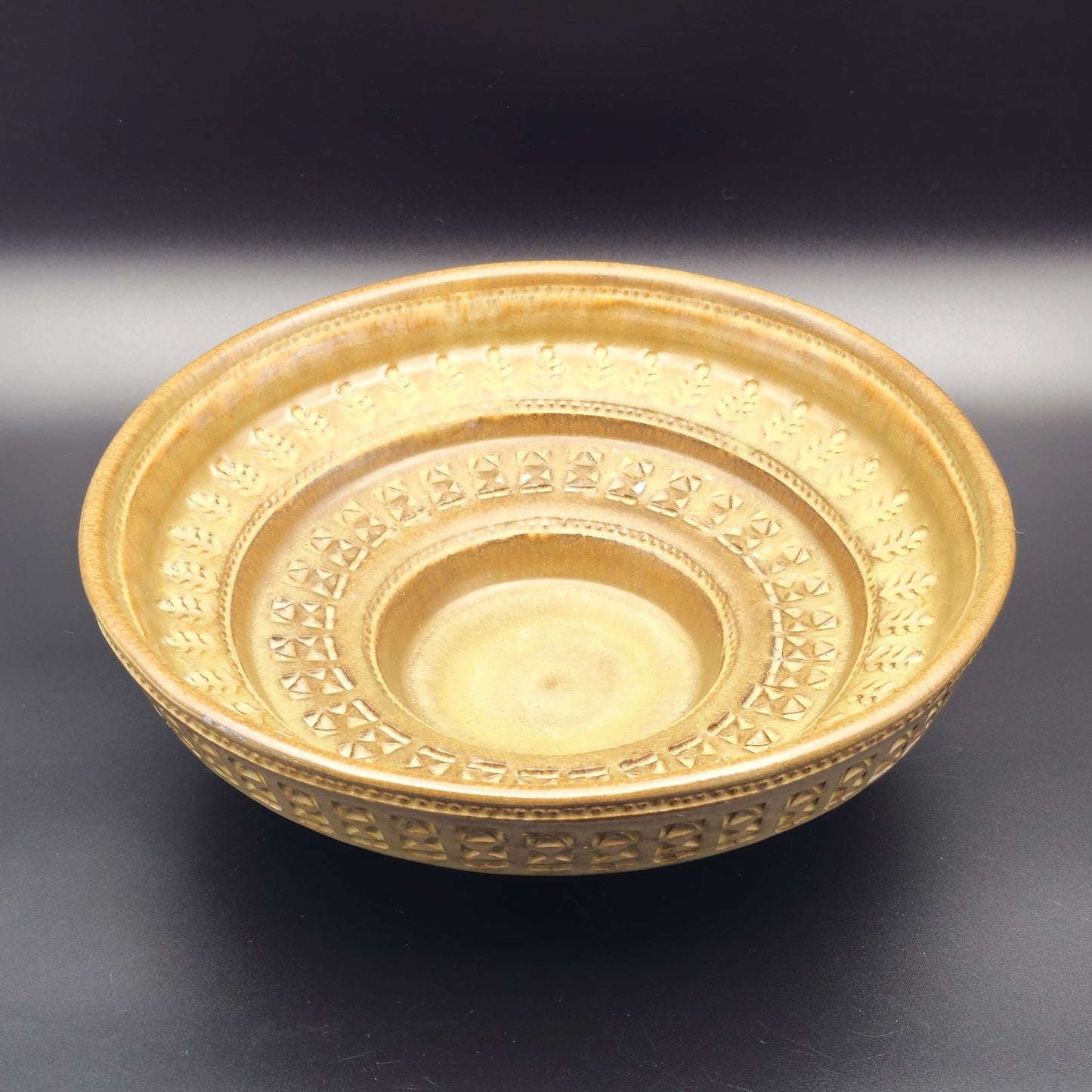 Bitossi ALDO LONDI Large ZINGO Pattern Olive Green Ceramic Bowl