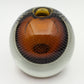 GUNNEL NYMAN NUUTAJÄRVI NOTSJÖ HUNTU YELLOW BROWN BUBBLE GLASS VASE | MID 20TH CENTURY