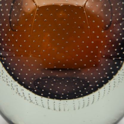 GUNNEL NYMAN NUUTAJÄRVI NOTSJÖ HUNTU YELLOW BROWN BUBBLE GLASS VASE | MID 20TH CENTURY