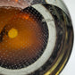 GUNNEL NYMAN NUUTAJÄRVI NOTSJÖ HUNTU YELLOW BROWN BUBBLE GLASS VASE | MID 20TH CENTURY