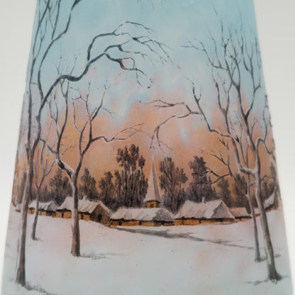 A DAUM NANCY CAMEO ENAMELLED GLASS VASE WITH DUTCH WINTER LANDSCAPE SCENE | EARLY 20TH CENTURY