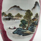 AN EXCEPTIONAL CHINESE FAMILLE ROSE LANDSCAPE INCISED RUBY GROUND LIDDED JAR | LATE REPUBLIC PERIOD, MID 20TH CENTURY