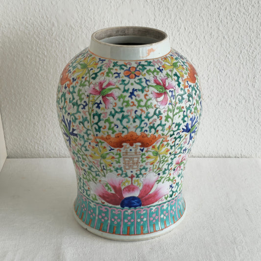 A CHINESE FAMILLE ROSE 'SHUANGXI' PORCELAIN BALUSTER JAR | LATE 19TH CENTURY