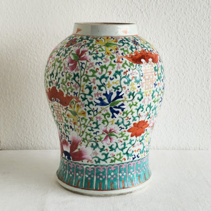 A CHINESE FAMILLE ROSE 'SHUANGXI' PORCELAIN BALUSTER JAR | LATE 19TH CENTURY