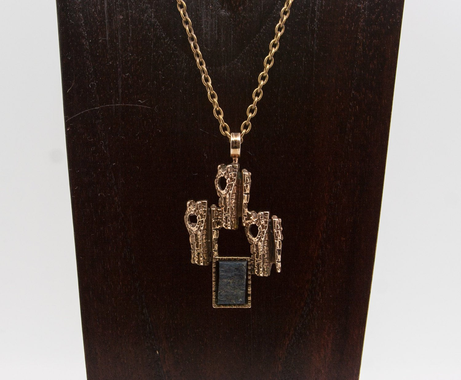 REINO SAASTAMOINEN Brutalist Bronze Unpolished Onyx Pendant Necklace Mollaris.com 