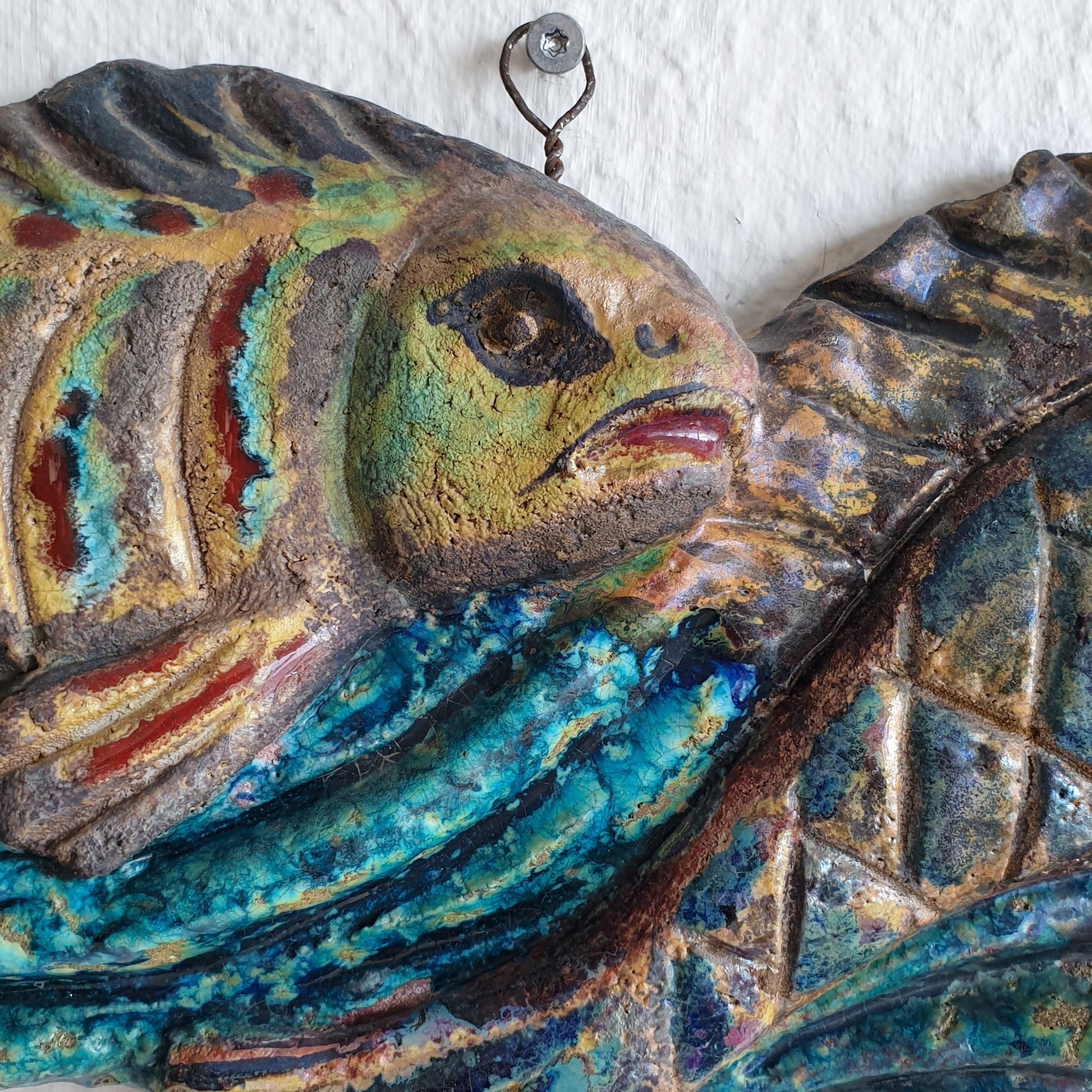 RICCARDO GATTI Faenza Unique Intertwined Fish Ceramic Wall Plaque Mollaris.com 