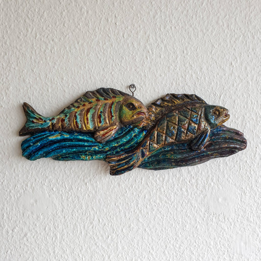 RICCARDO GATTI Faenza Unique Intertwined Fish Ceramic Wall Plaque Mollaris.com 