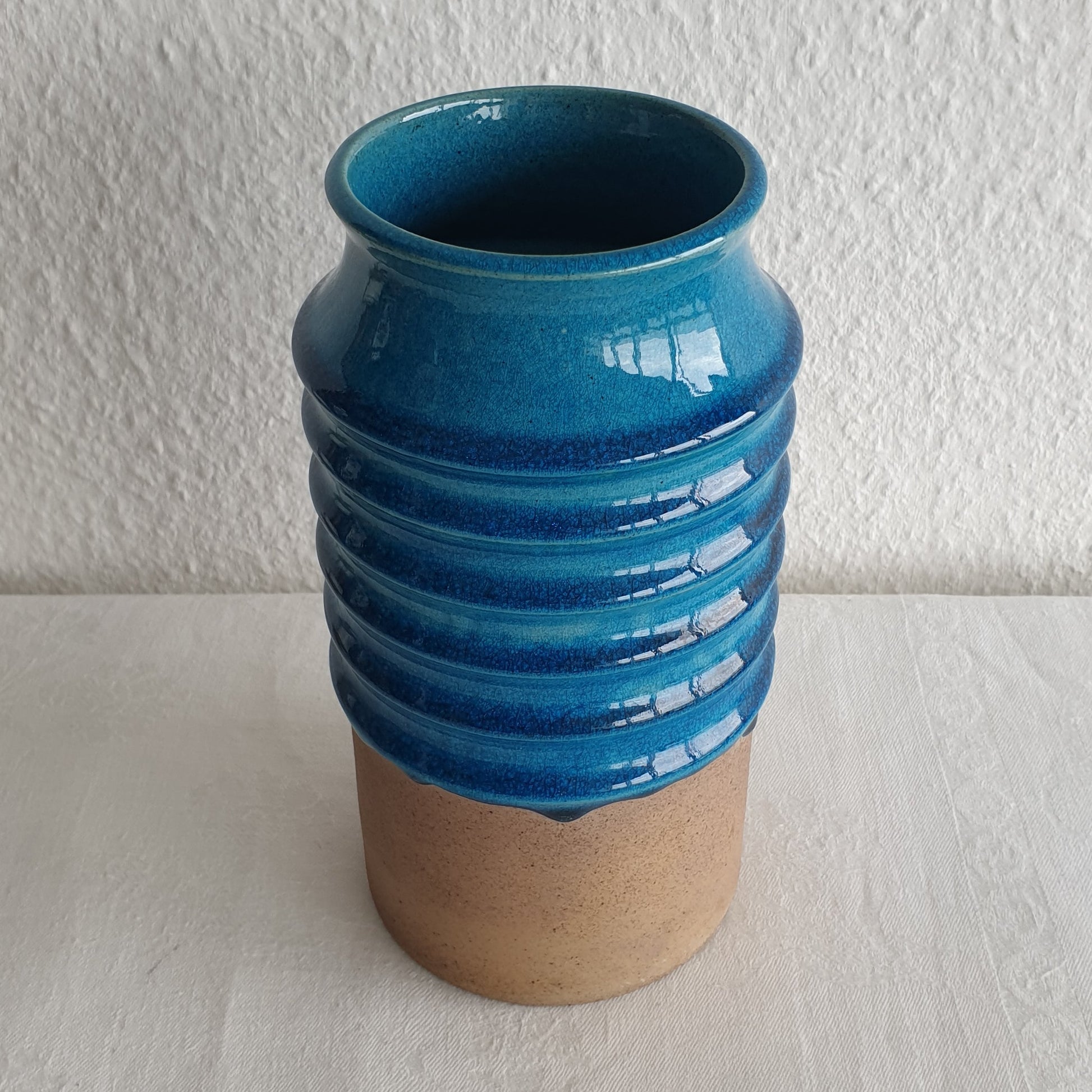 RICHARD MANZ Knabstrup Large Turquoise Blue Drip Glaze Stoneware Vase Mollaris.com 