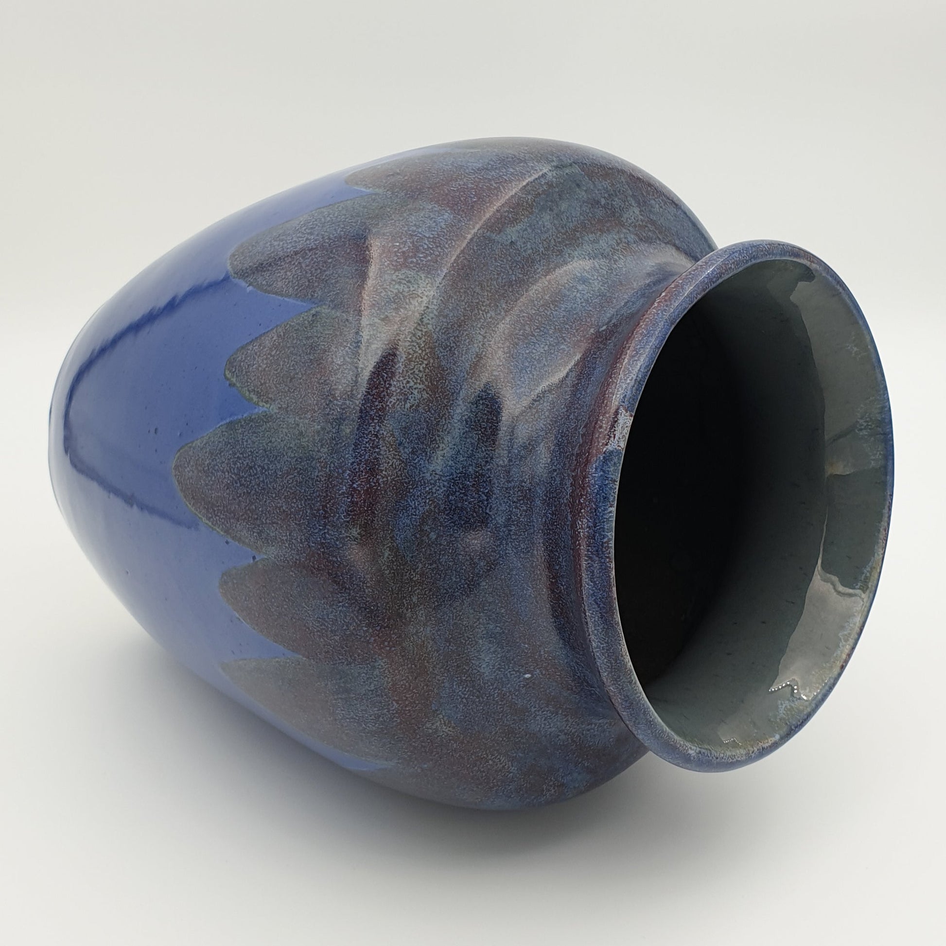 RICHARD MAX KRAUSE (R.M. Krause) Antique Dark Blue Purple Brown Glazed Ceramics Vase Mollaris.com 