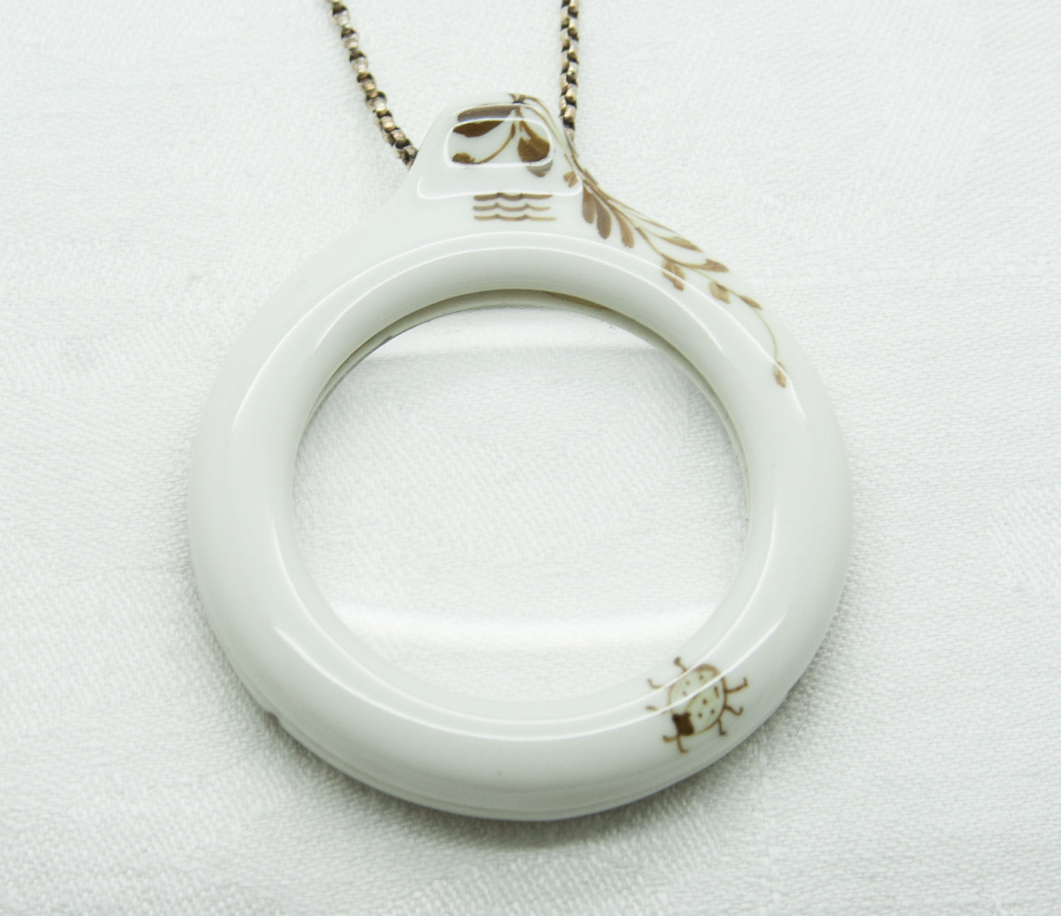 Royal Copenhagen Brown Fluted Loupe Porcelain Sterling Silver Pendant Necklace Mollaris.com 