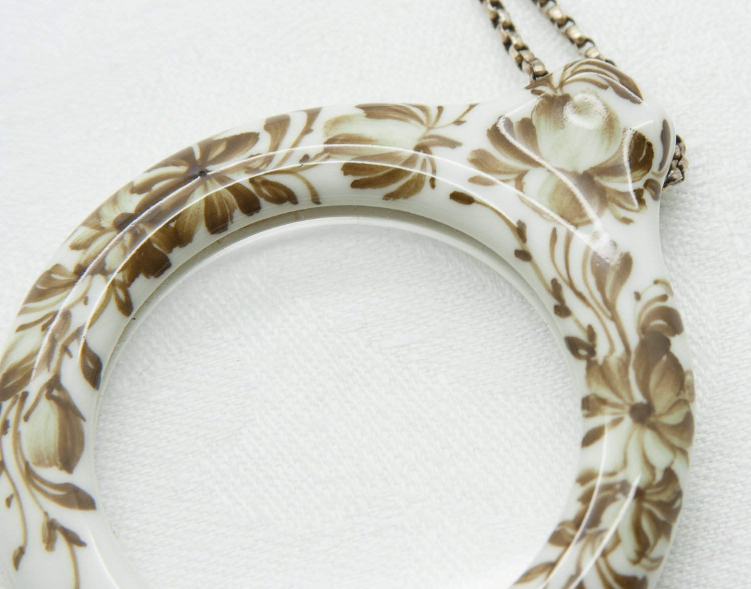 Royal Copenhagen Brown Fluted Loupe Porcelain Sterling Silver Pendant Necklace Mollaris.com 