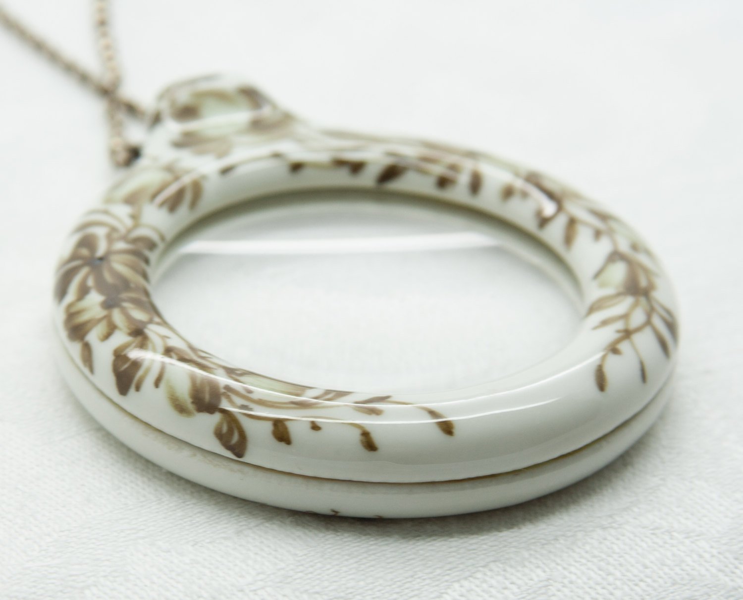 Royal Copenhagen Brown Fluted Loupe Porcelain Sterling Silver Pendant Necklace Mollaris.com 