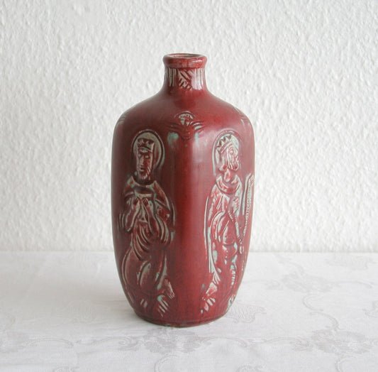 Royal Copenhagen JAIS NIELSEN Oxblood Square Bottle Vase Mollaris.com 