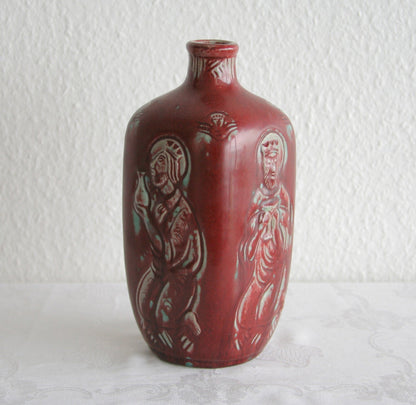Royal Copenhagen JAIS NIELSEN Oxblood Square Bottle Vase Mollaris.com 
