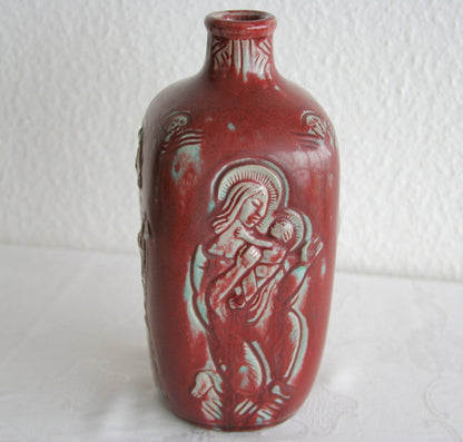 Royal Copenhagen JAIS NIELSEN Oxblood Square Bottle Vase Mollaris.com 