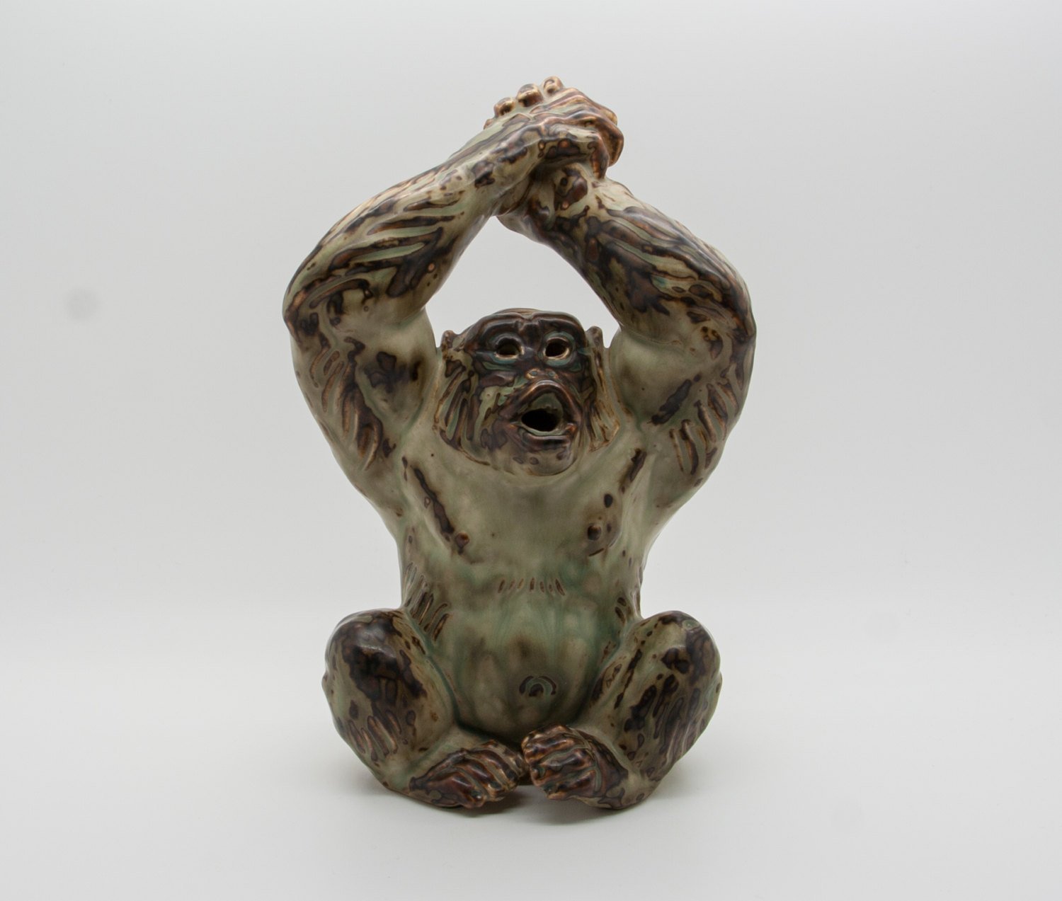 Royal Copenhagen KNUD KYHN Large Sung Glazed Stoneware CHIMPANZEE Figurine # 20227 Mollaris.com 