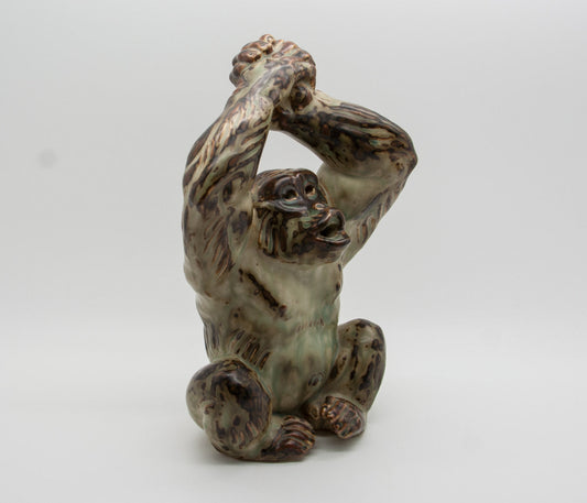 Royal Copenhagen KNUD KYHN Large Sung Glazed Stoneware CHIMPANZEE Figurine # 20227 Mollaris.com 