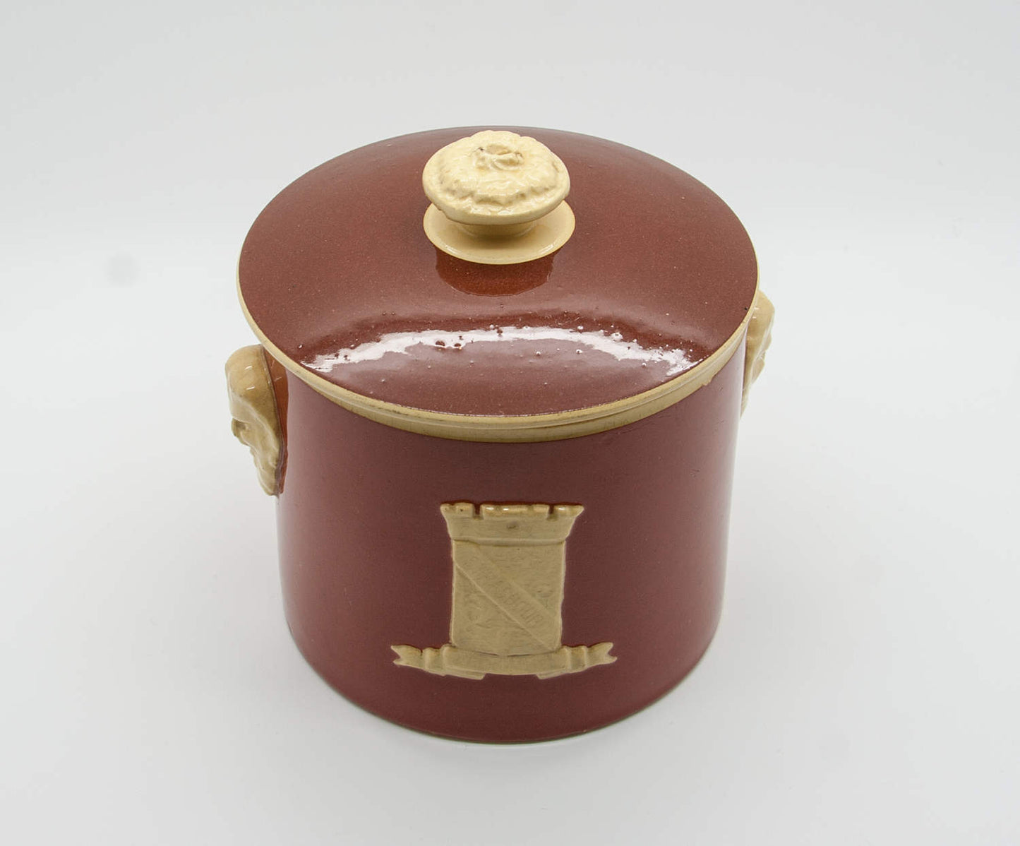 SARREGUEMINES J.G. Hummel Strasbourg Lidded Terracotta Tobacco Jar Mollaris.com 