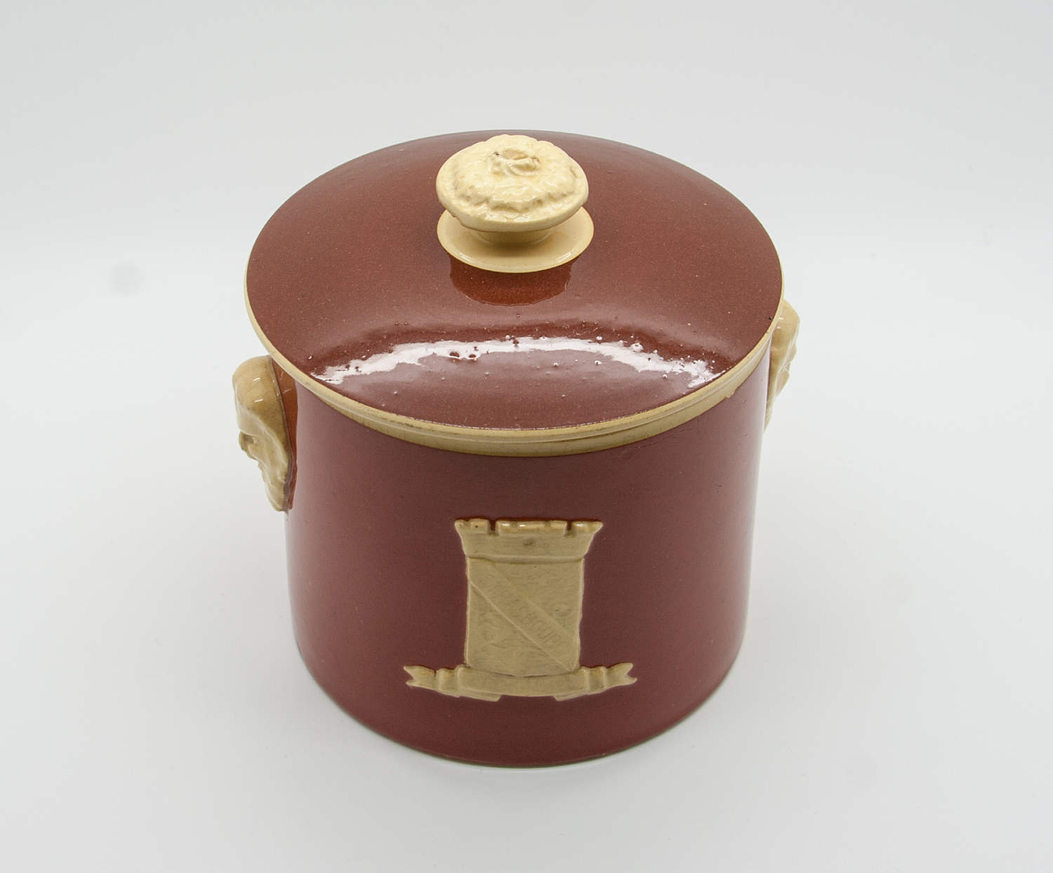 SARREGUEMINES J.G. Hummel Strasbourg Lidded Terracotta Tobacco Jar Mollaris.com 