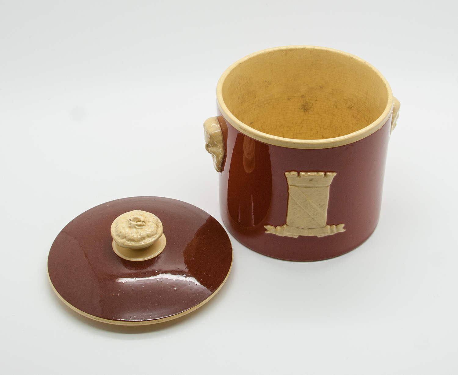 SARREGUEMINES J.G. Hummel Strasbourg Lidded Terracotta Tobacco Jar Mollaris.com 