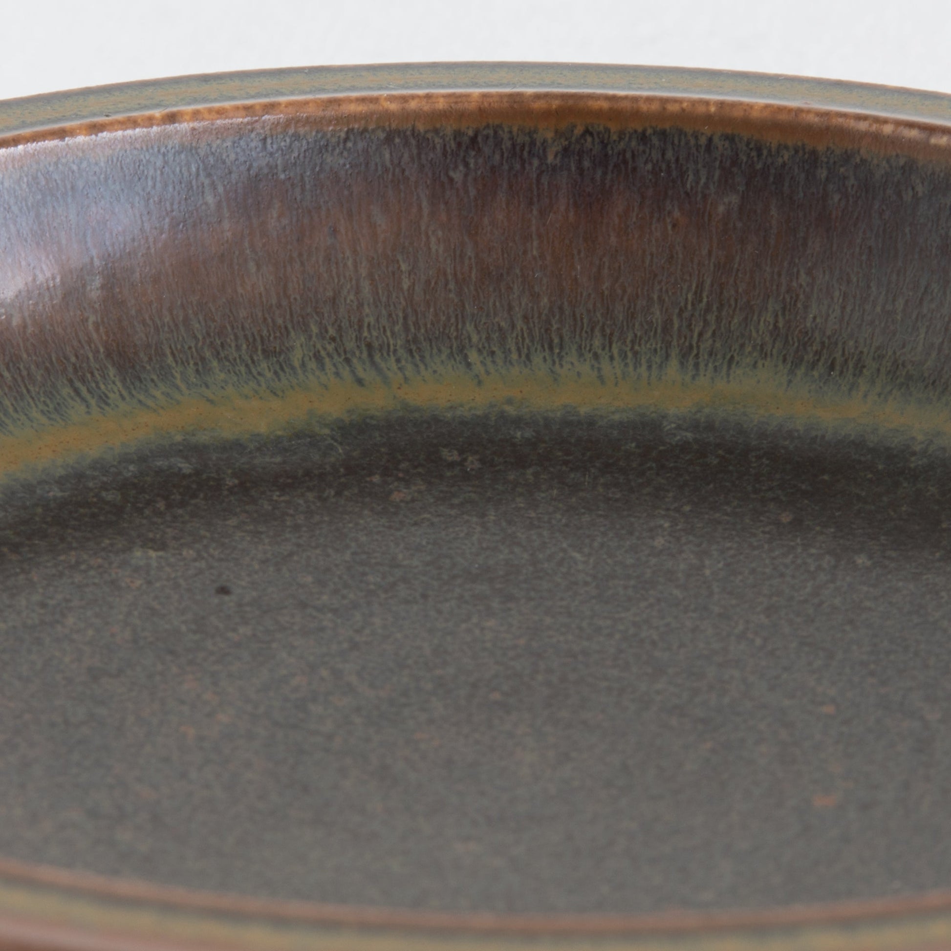 SAXBO Red Brown Olive Green Harefur Glazed Stoneware Bowl / Tray Mollaris.com 