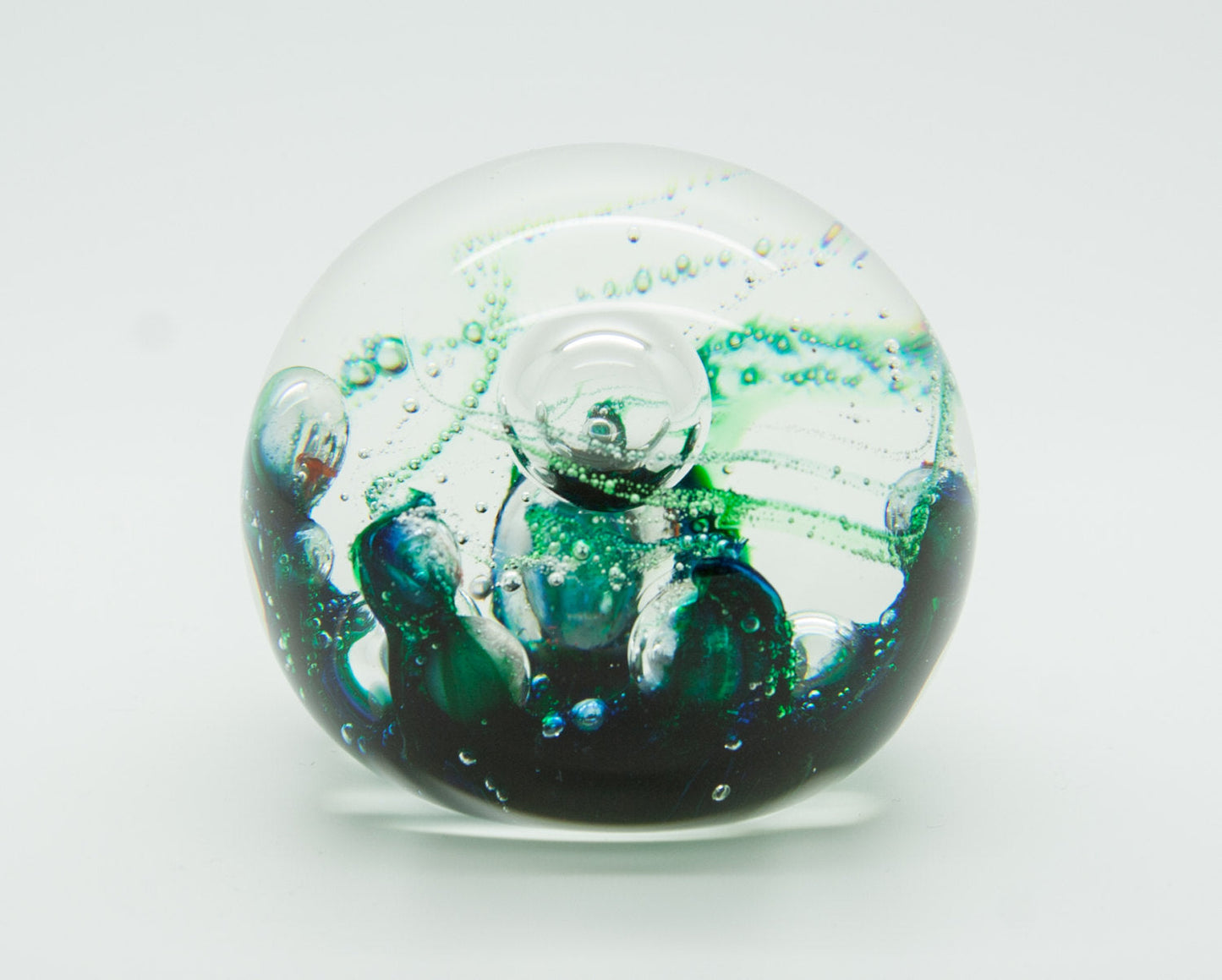 SELKIRK Studio ELECTRA Swirls Bubbles Glass Paperweight Mollaris.com 