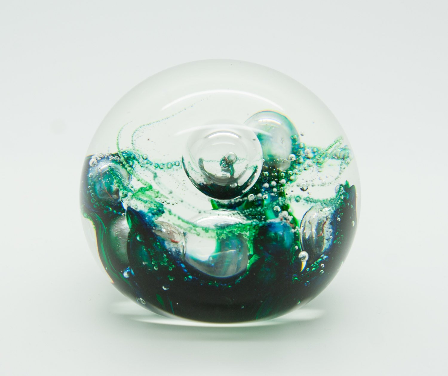 SELKIRK Studio ELECTRA Swirls Bubbles Glass Paperweight Mollaris.com 