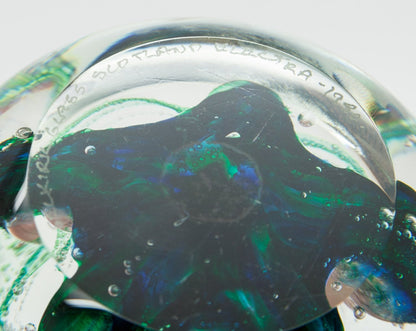 SELKIRK Studio ELECTRA Swirls Bubbles Glass Paperweight Mollaris.com 
