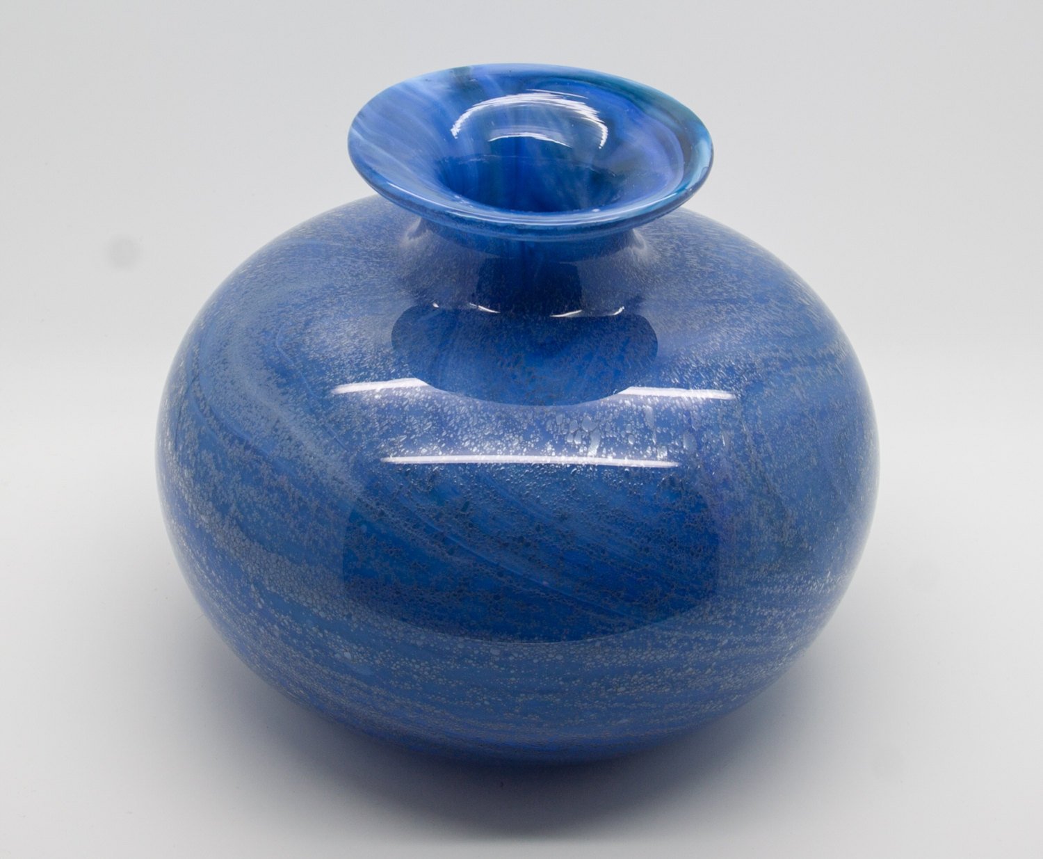 SIDSE WERNER Holmegaard TROLDGLAS Blue Marbled Crystal Glass Vase Mollaris.com 