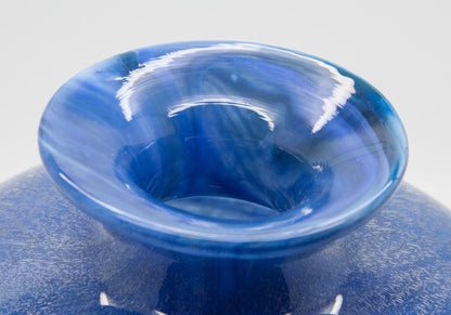 SIDSE WERNER Holmegaard TROLDGLAS Blue Marbled Crystal Glass Vase Mollaris.com 
