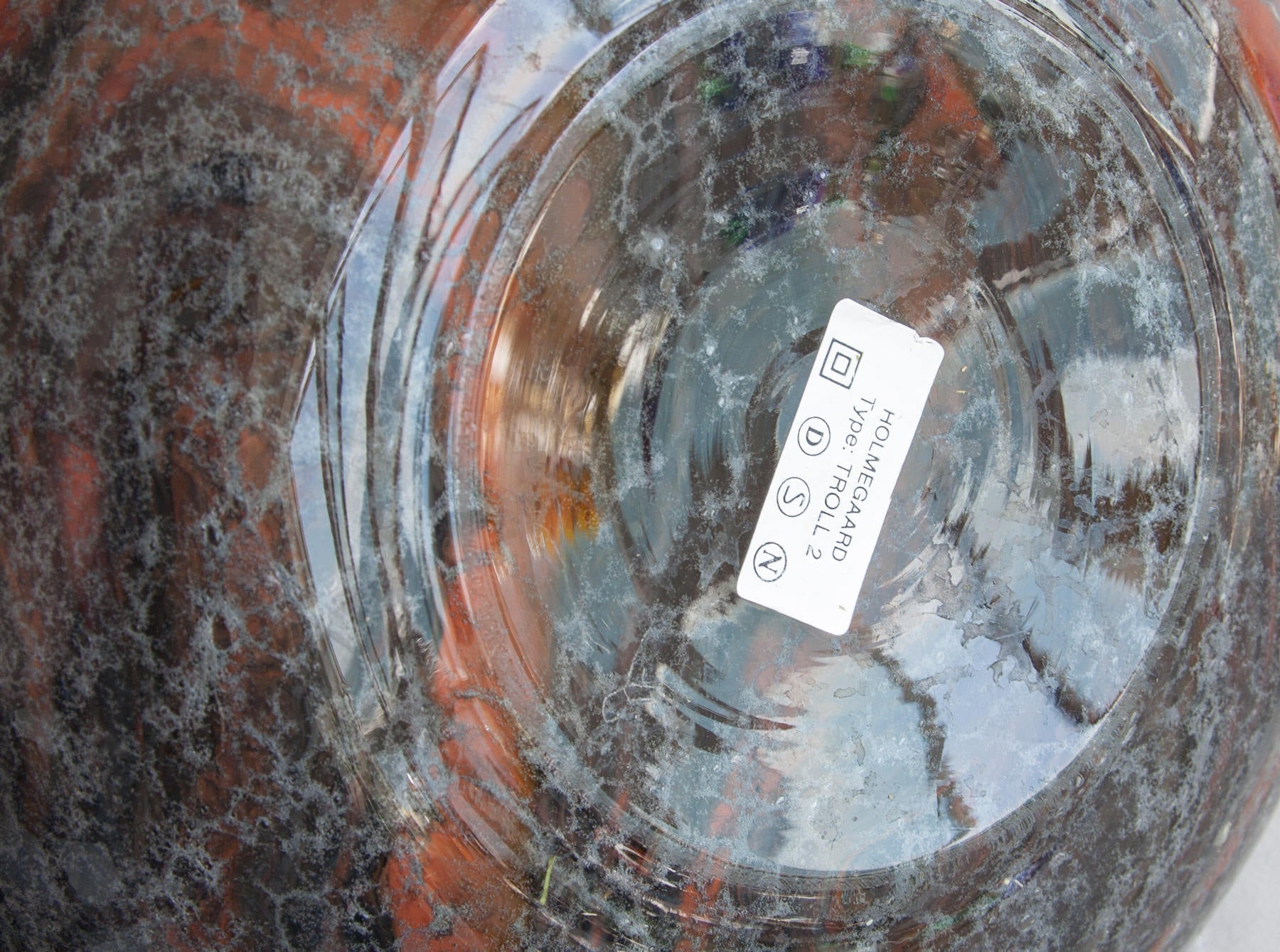 SIDSE WERNER Holmegaard TROLDGLAS Large Orange Black Marbled Crystal Glass Table Lamp Mollaris.com 