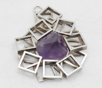TEDDY JOHN LARSSON Modernist Raw Amethyst Solid Sterling Silver (925S) Pendant Mollaris.com 