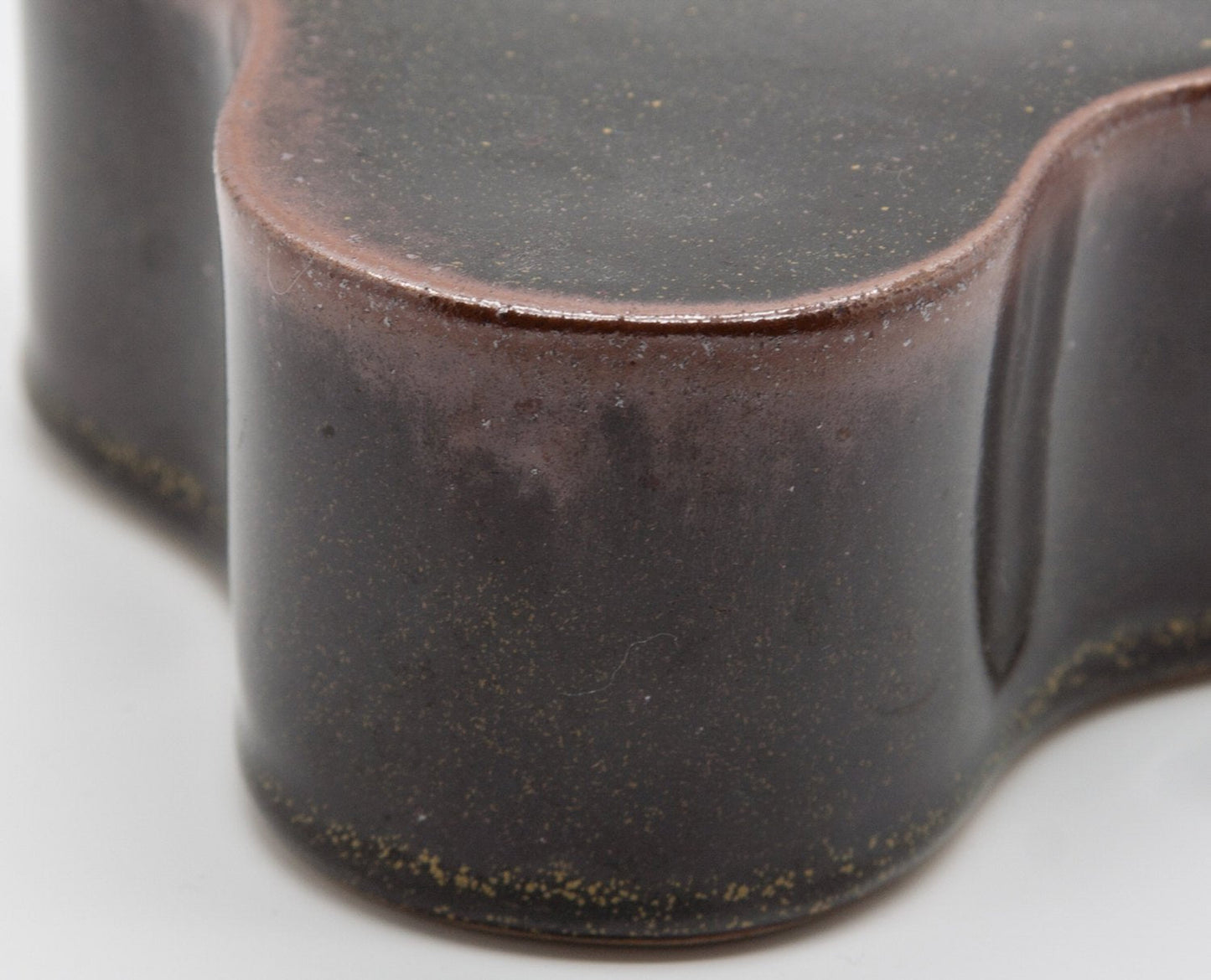 TUE POULSEN Knabstrup Triangular Lobed Brown Glazed Stoneware Vase Mollaris.com 