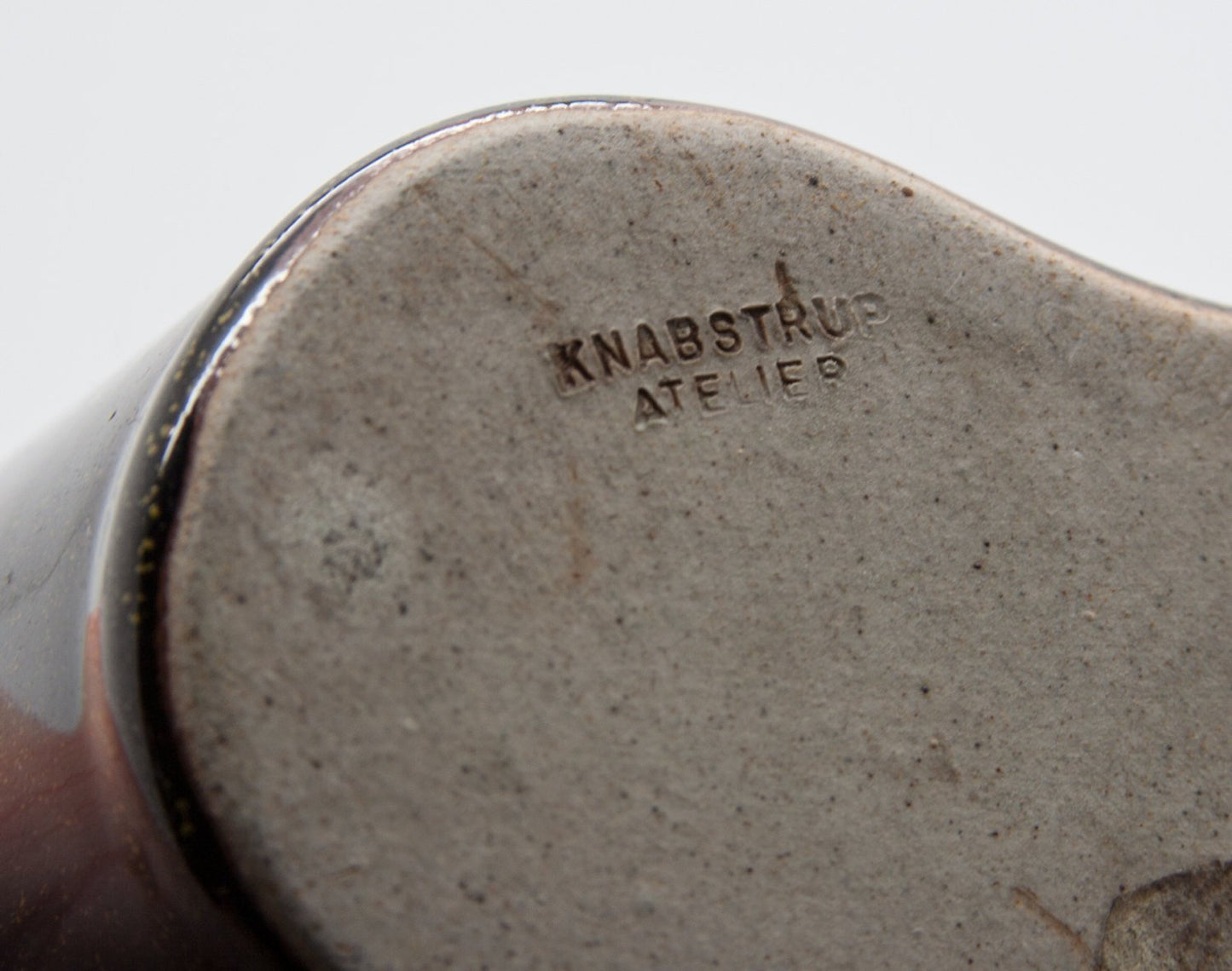 TUE POULSEN Knabstrup Triangular Lobed Brown Glazed Stoneware Vase Mollaris.com 