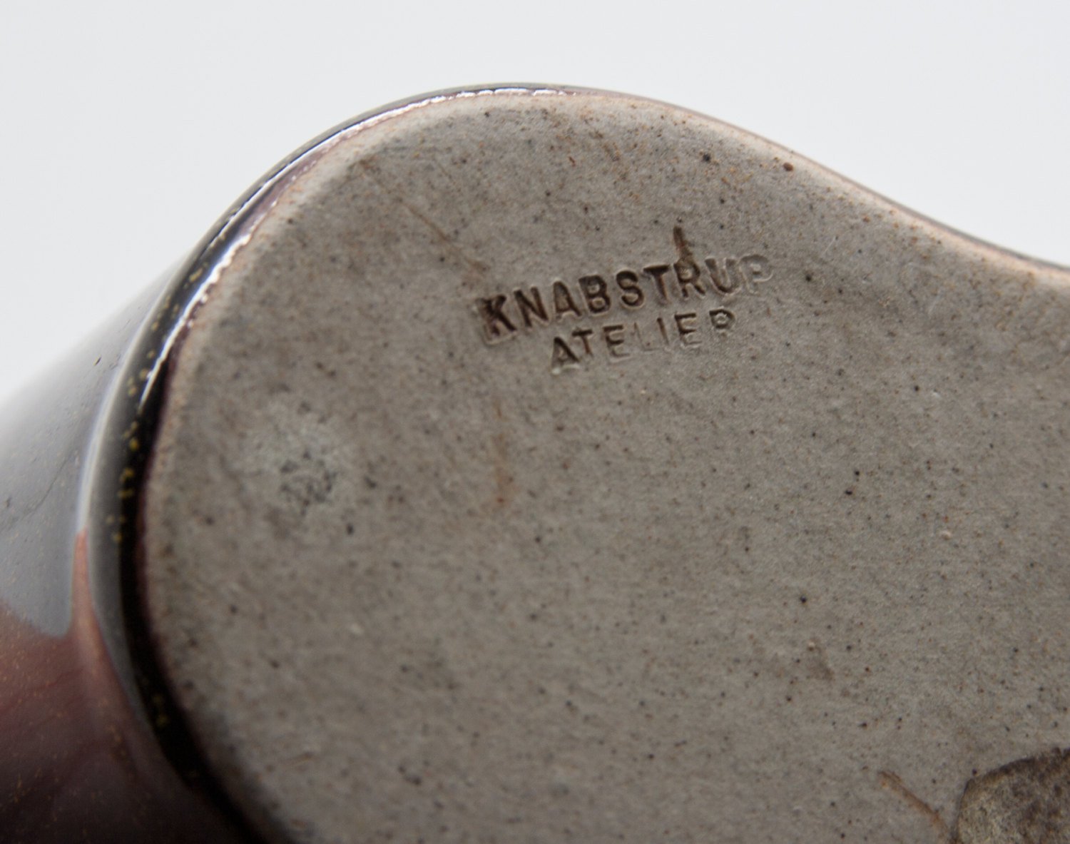 TUE POULSEN Knabstrup Triangular Lobed Brown Glazed Stoneware Vase Mollaris.com 