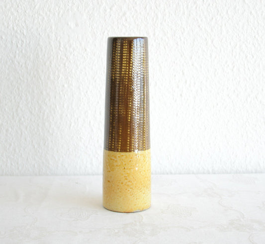 Upsala Ekeby INGRID ATTERBERG Yondel / Gondel Brown and Yellow Glazed Stoneware Vase Mollaris.com 