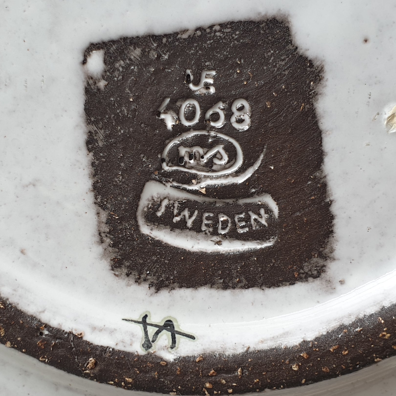 Upsala Ekeby MARI SIMMULSON Cow and Birds Glazed Stoneware Tray Mollaris.com 
