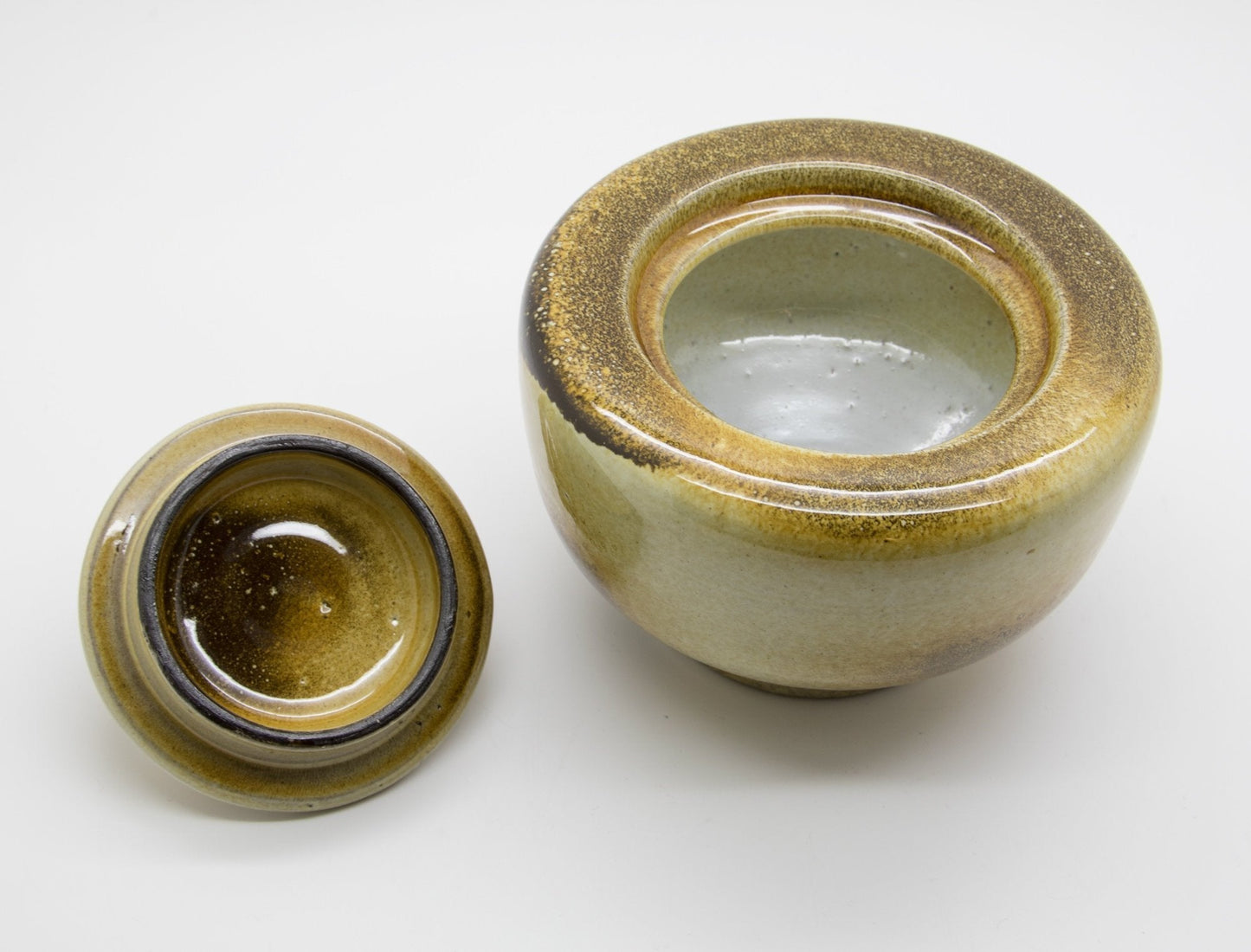 Upsala Ekeby MARI SIMMULSON Yellow Glazed Stoneware Lidded Jar Mollaris.com 
