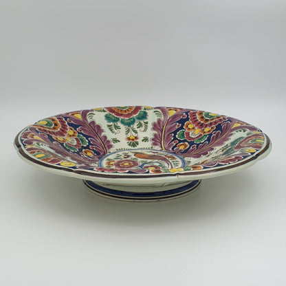 VELSEN SASSENHEIM Delfts Polychrome Large Bird Floral Decor Ceramic Fruit Bowl / Dish Mollaris.com 