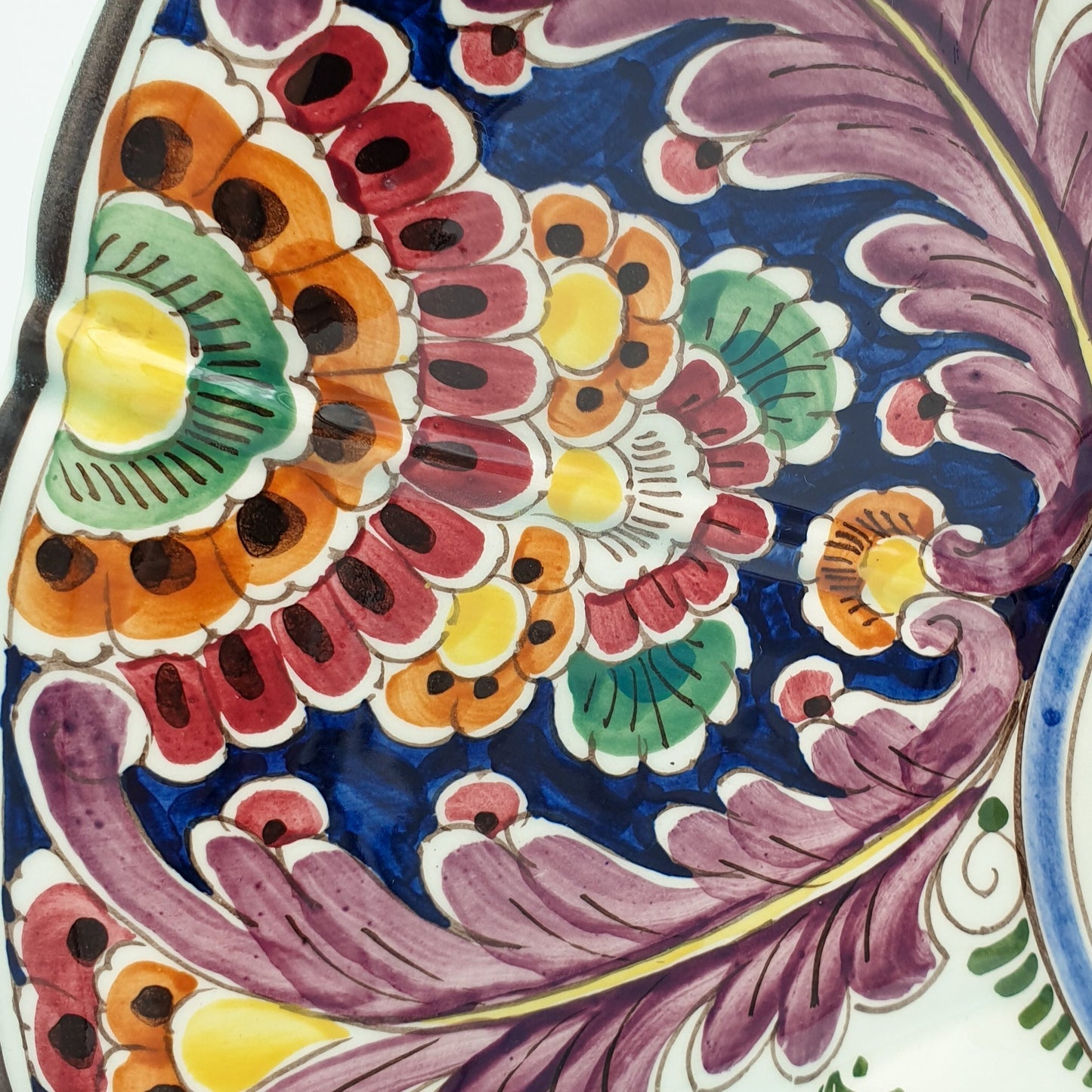 VELSEN SASSENHEIM Delfts Polychrome Large Bird Floral Decor Ceramic Fruit Bowl / Dish Mollaris.com 