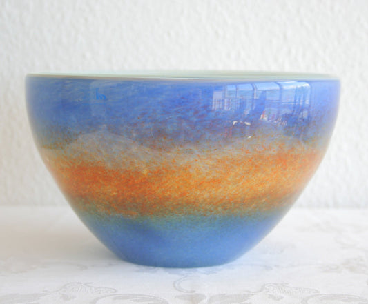 VILNIAUS STIKLO STUDIJA Contemporary Studio Art Blue Orange Glass Bowl Mollaris.com 