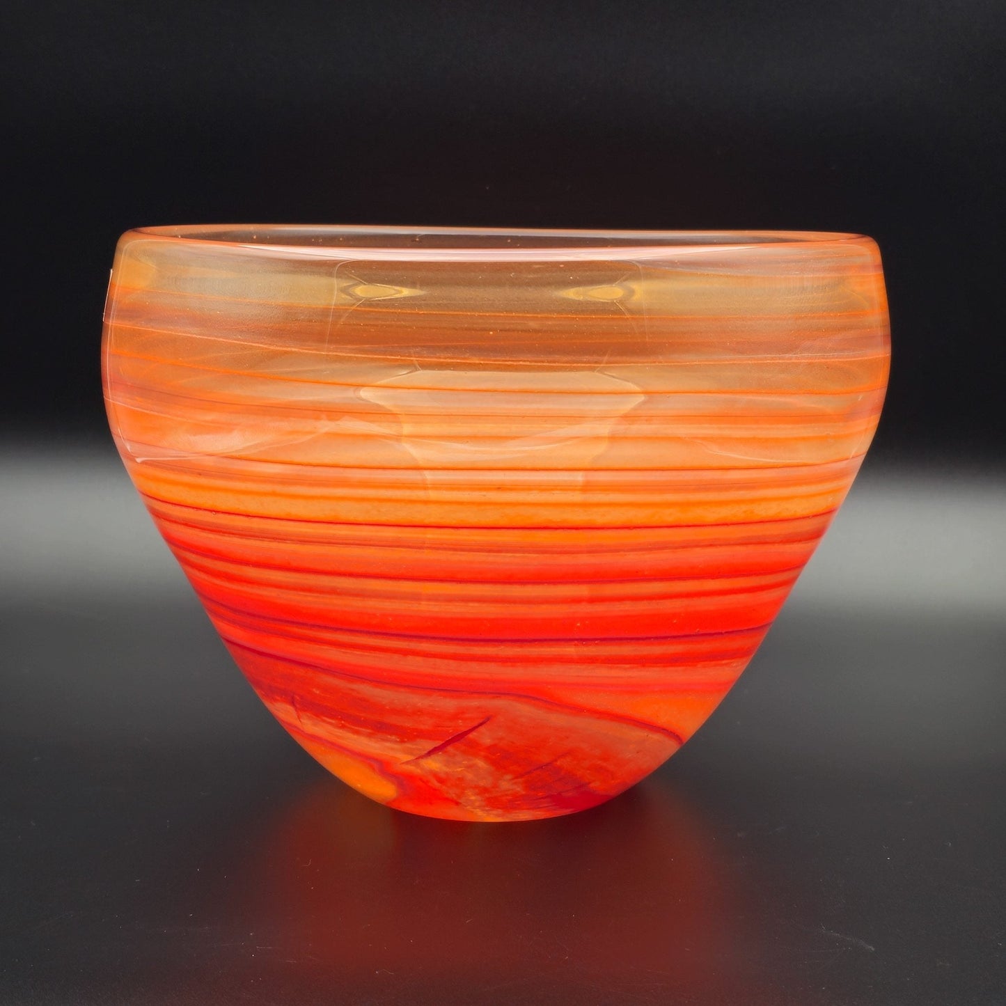 VILNIAUS STIKLO STUDIJA Contemporary Studio Art Red Orange Glass Bowl Mollaris.com 