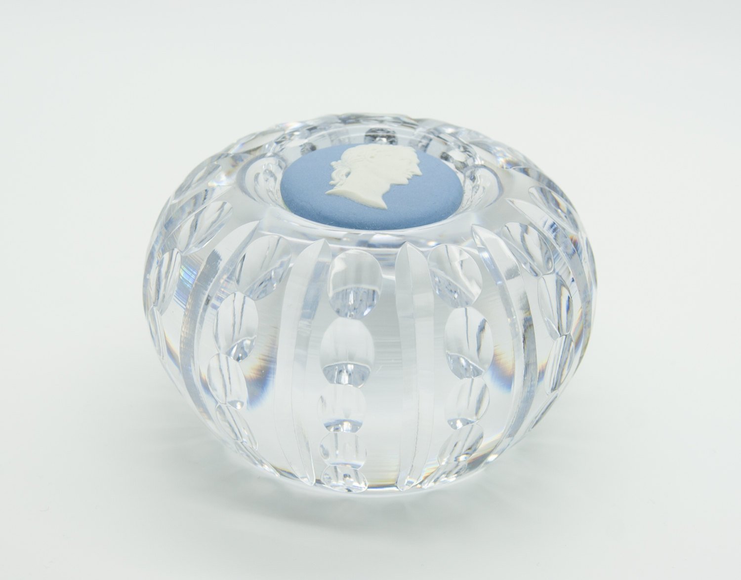 WEDGWOOD Julius Caesar Blue Jasper Cut Crystal Paperweight Mollaris.com 