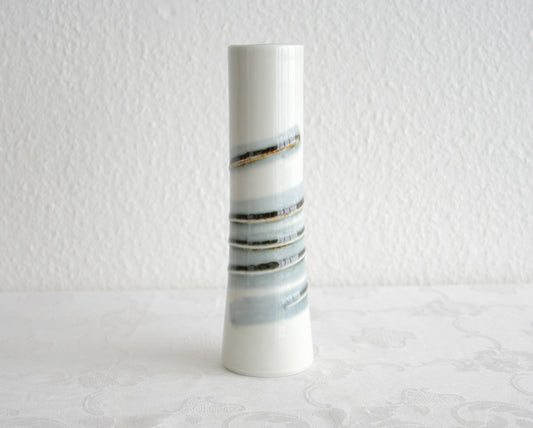 Rörstrand OLLE ALBERIUS White and Spiral Decorated Spiro Stoneware Vase
